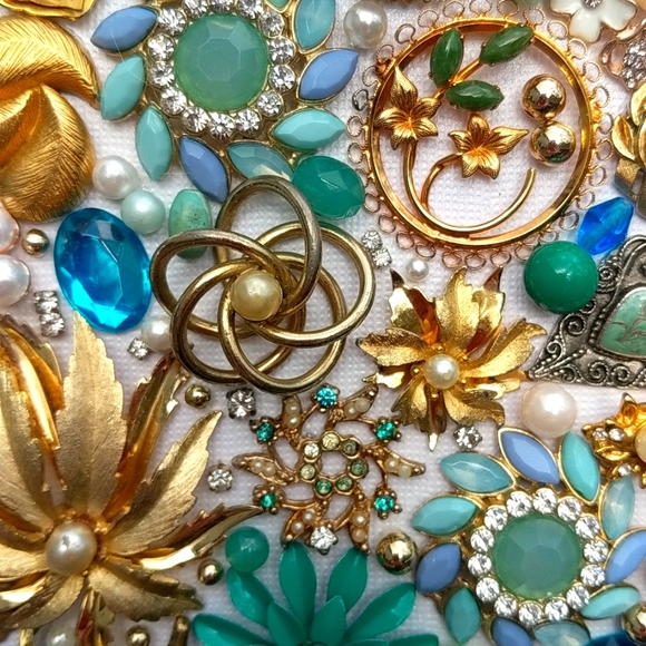 Artisan mosaic wall art decor framed jewelry art vintage one of a kind-modified! - Picture 14 of 16